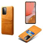 For Samsung Galaxy A72 5G Calf Texture PC + PU Leather Back Cover Shockproof Case with Dual Card Slots(Orange) - 1