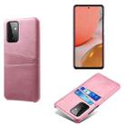 For Samsung Galaxy A72 5G Calf Texture PC + PU Leather Back Cover Shockproof Case with Dual Card Slots(Pink) - 1
