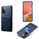 For Samsung Galaxy A72 5G Calf Texture PC + PU Leather Back Cover Shockproof Case with Dual Card Slots(Blue) - 1