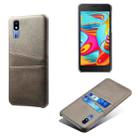 For Samsung Galaxy A2 Core Calf Texture PC + PU Leather Back Cover Shockproof Case with Dual Card Slots(Grey) - 1