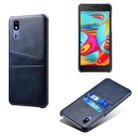 For Samsung Galaxy A2 Core Calf Texture PC + PU Leather Back Cover Shockproof Case with Dual Card Slots(Blue) - 1
