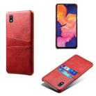 For Samsung Galaxy A10e Calf Texture PC + PU Leather Back Cover Shockproof Case with Dual Card Slots(Red) - 1