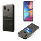 For Samsung Galaxy A20e Calf Texture PC + PU Leather Back Cover Shockproof Case with Dual Card Slots(Black) - 1