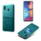 For Samsung Galaxy A20e Calf Texture PC + PU Leather Back Cover Shockproof Case with Dual Card Slots(Green) - 1