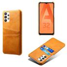 For Samsung Galaxy A32 5G Calf Texture PC + PU Leather Back Cover Shockproof Case with Dual Card Slots(Orange) - 1