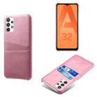 For Samsung Galaxy A32 5G Calf Texture PC + PU Leather Back Cover Shockproof Case with Dual Card Slots(Pink) - 1