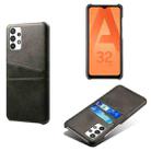 For Samsung Galaxy A32 5G Calf Texture PC + PU Leather Back Cover Shockproof Case with Dual Card Slots(Black) - 1