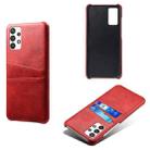 For Samsung Galaxy A32 5G Calf Texture PC + PU Leather Back Cover Shockproof Case with Dual Card Slots(Red) - 1