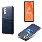 For Samsung Galaxy A32 5G Calf Texture PC + PU Leather Back Cover Shockproof Case with Dual Card Slots(Blue) - 1