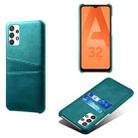 For Samsung Galaxy A32 5G Calf Texture PC + PU Leather Back Cover Shockproof Case with Dual Card Slots(Green) - 1