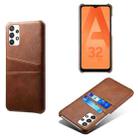 For Samsung Galaxy A32 5G Calf Texture PC + PU Leather Back Cover Shockproof Case with Dual Card Slots(Brown) - 1