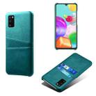 For Samsung Galaxy A41 Calf Texture PC + PU Leather Back Cover Shockproof Case with Dual Card Slots(Green) - 1