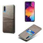 For Samsung Galaxy A50 Calf Texture PC + PU Leather Back Cover Shockproof Case with Dual Card Slots(Grey) - 1