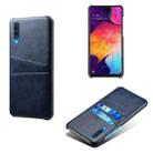 For Samsung Galaxy A50s Calf Texture PC + PU Leather Back Cover Shockproof Case with Dual Card Slots(Blue) - 1