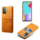 For Samsung Galaxy A52 5G Calf Texture PC + PU Leather Back Cover Shockproof Case with Dual Card Slots(Orange) - 1