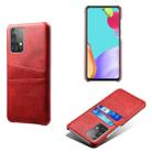 For Samsung Galaxy A52 5G Calf Texture PC + PU Leather Back Cover Shockproof Case with Dual Card Slots(Red) - 1