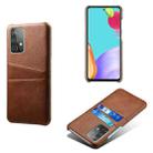 For Samsung Galaxy A52 5G Calf Texture PC + PU Leather Back Cover Shockproof Case with Dual Card Slots(Brown) - 1