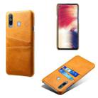 For Samsung Galaxy A60 Calf Texture PC + PU Leather Back Cover Shockproof Case with Dual Card Slots(Orange) - 1