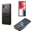 For Samsung Galaxy A60 Calf Texture PC + PU Leather Back Cover Shockproof Case with Dual Card Slots(Black) - 1