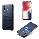For Samsung Galaxy A60 Calf Texture PC + PU Leather Back Cover Shockproof Case with Dual Card Slots(Blue) - 1