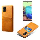 For Samsung Galaxy A71 5G Calf Texture PC + PU Leather Back Cover Shockproof Case with Dual Card Slots(Orange) - 1