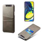 For Samsung Galaxy A80 Calf Texture PC + PU Leather Back Cover Shockproof Case with Dual Card Slots(Grey) - 1
