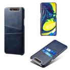 For Samsung Galaxy A80 Calf Texture PC + PU Leather Back Cover Shockproof Case with Dual Card Slots(Blue) - 1