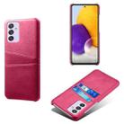For Samsung Galaxy A82 5G Calf Texture PC + PU Leather Back Cover Shockproof Case with Dual Card Slots(Rose Red) - 1
