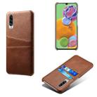 For Samsung Galaxy A90 5G Calf Texture PC + PU Leather Back Cover Shockproof Case with Dual Card Slots(Brown) - 1