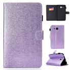 For Galaxy Tab A 7.0 (2016) T280 Varnish Glitter Powder Horizontal Flip Leather Case with Holder & Card Slot(Purple) - 1