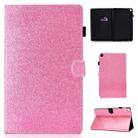For Galaxy Tab A 8.0 & S Pen (2019) P200 Varnish Glitter Powder Horizontal Flip Leather Case with Holder & Card Slot(Pink) - 1