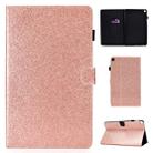 For Galaxy Tab A 8.0 & S Pen (2019) P200 Varnish Glitter Powder Horizontal Flip Leather Case with Holder & Card Slot(Rose Gold) - 1