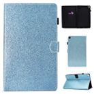 For Galaxy Tab A 8.0 & S Pen (2019) P200 Varnish Glitter Powder Horizontal Flip Leather Case with Holder & Card Slot(Blue) - 1