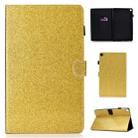 For Galaxy Tab A 8.0 & S Pen (2019) P200 Varnish Glitter Powder Horizontal Flip Leather Case with Holder & Card Slot(Gold) - 1