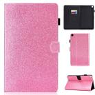 For Galaxy Tab A 8.0 (2019) T290 Varnish Glitter Powder Horizontal Flip Leather Case with Holder & Card Slot(Pink) - 1