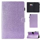 For Galaxy Tab A 8.0 (2019) T290 Varnish Glitter Powder Horizontal Flip Leather Case with Holder & Card Slot(Purple) - 1