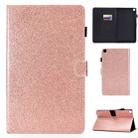 For Galaxy Tab A 8.0 (2019) T290 Varnish Glitter Powder Horizontal Flip Leather Case with Holder & Card Slot(Rose Gold) - 1