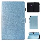For Galaxy Tab A 10.1 (2019) T510 Varnish Glitter Powder Horizontal Flip Leather Case with Holder & Card Slot(Blue) - 1