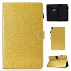 For Galaxy Tab A 10.1 (2019) T510 Varnish Glitter Powder Horizontal Flip Leather Case with Holder & Card Slot(Gold) - 1