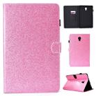 For Galaxy Tab A 10.5 T590 Varnish Glitter Powder Horizontal Flip Leather Case with Holder & Card Slot(Pink) - 1