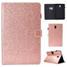 For Galaxy Tab A 10.5 T590 Varnish Glitter Powder Horizontal Flip Leather Case with Holder & Card Slot(Rose Gold) - 1