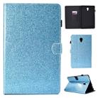 For Galaxy Tab A 10.5 T590 Varnish Glitter Powder Horizontal Flip Leather Case with Holder & Card Slot(Blue) - 1