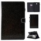 For Galaxy Tab A 10.5 T590 Varnish Glitter Powder Horizontal Flip Leather Case with Holder & Card Slot(Black) - 1