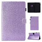 For Galaxy Tab S5e T720 Varnish Glitter Powder Horizontal Flip Leather Case with Holder & Card Slot(Purple) - 1