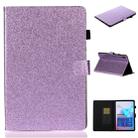 For Galaxy Tab S6 T860 Varnish Glitter Powder Horizontal Flip Leather Case with Holder & Card Slot(Purple) - 1