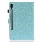 For Galaxy Tab S6 T860 Varnish Glitter Powder Horizontal Flip Leather Case with Holder & Card Slot(Blue) - 3