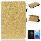 For Galaxy Tab S6 T860 Varnish Glitter Powder Horizontal Flip Leather Case with Holder & Card Slot(Gold) - 1