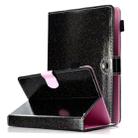For 8 inch Tablet Varnish Glitter Powder Horizontal Flip Leather Case with Holder & Card Slot(Black) - 1