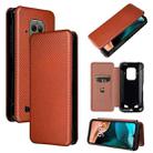 For Doogee S86 / S86 Pro Carbon Fiber Texture Horizontal Flip TPU + PC + PU Leather Case with Card Slot(Brown) - 1