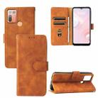 For HTC Desire 20+ Solid Color Skin Feel Magnetic Buckle Horizontal Flip PU Leather Case with Holder & Card Slots & Wallet(Brown) - 1